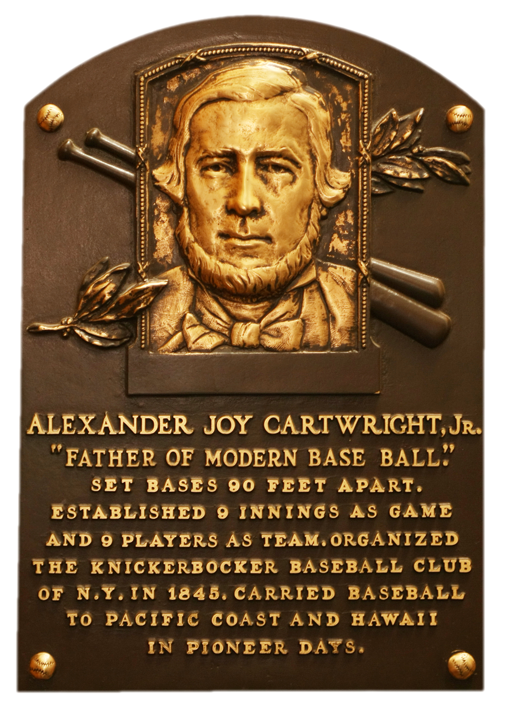 Alexander Cartwright Hall of Fame plaque