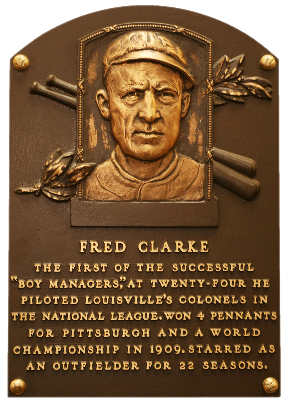 Fred Clarke Hall of Fame plaque