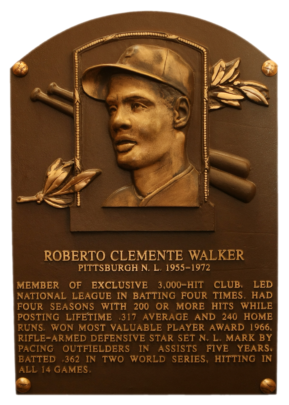 Roberto Clemente Hall of Fame plaque