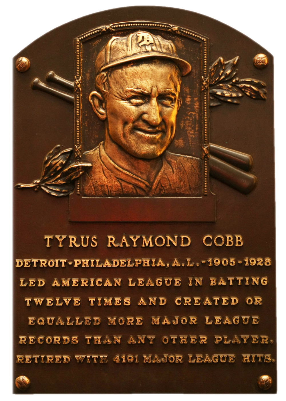 Ty Cobb Hall of Fame plaque