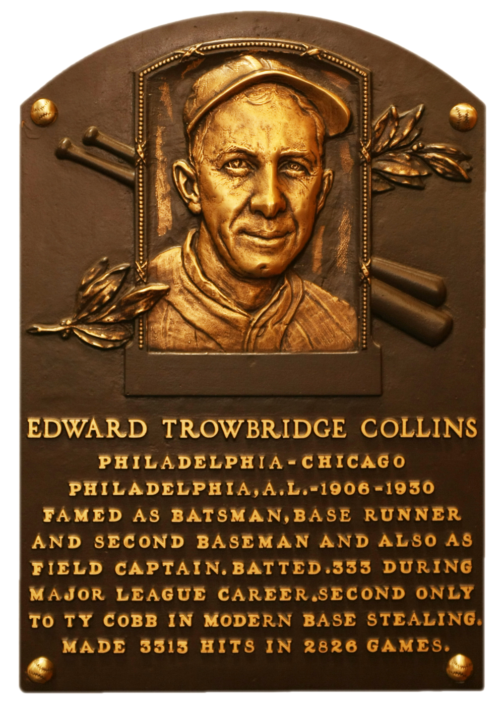 Eddie Collins Hall of Fame plaque