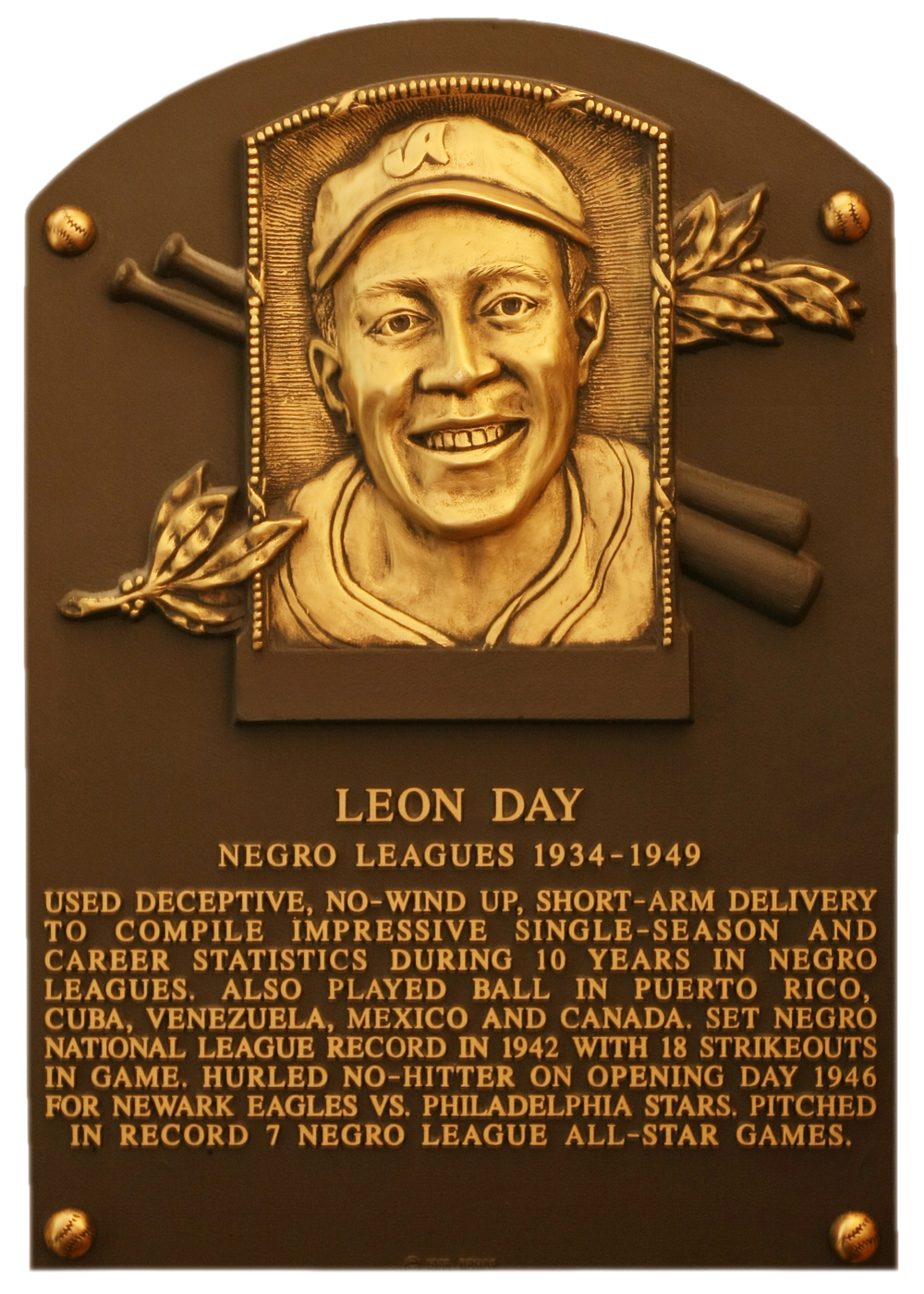 Leon Day Hall of Fame plaque