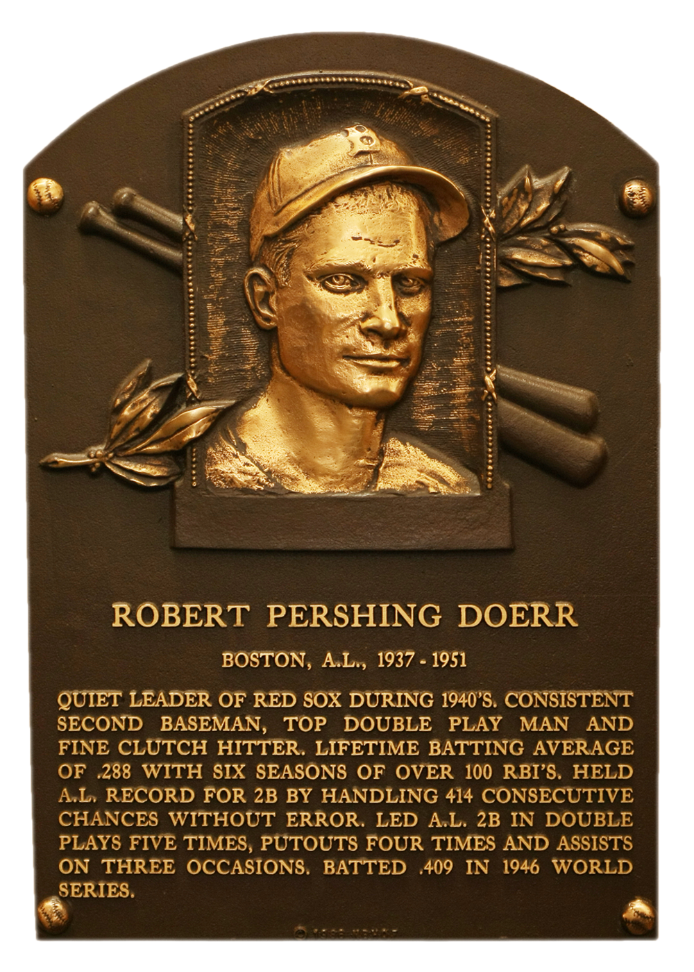 Bobby Doerr Hall of Fame plaque