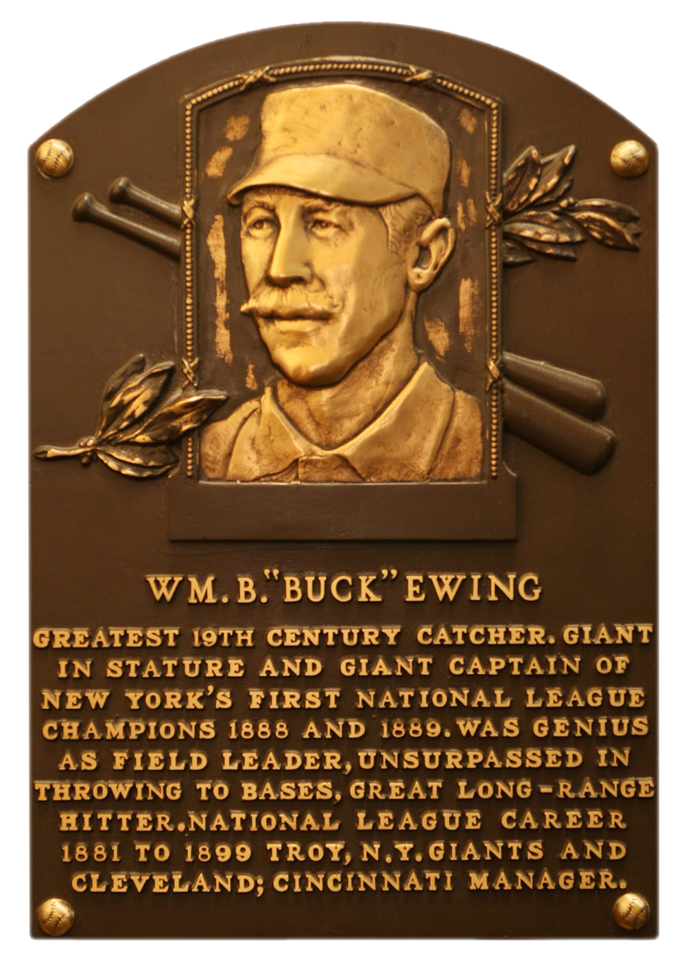 Buck Ewing Hall of Fame plaque