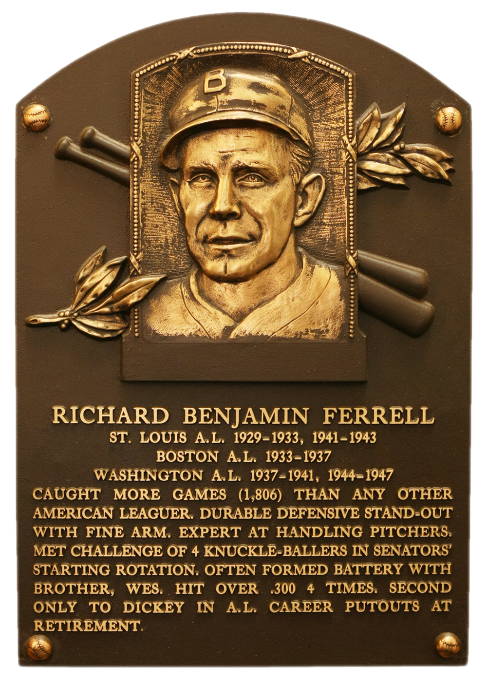 Rick Ferrell  Hall of Fame plaque