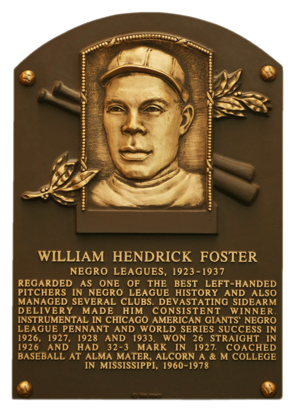 Bill Foster  Hall of Fame plaque