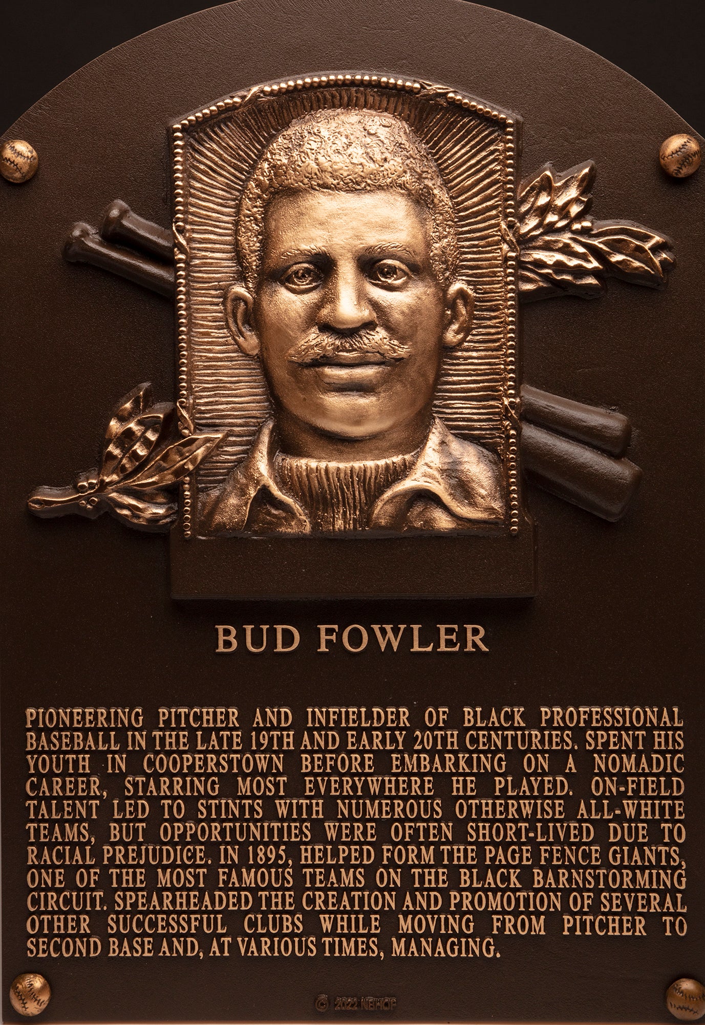 Bud Fowler Hall of Fame plaque