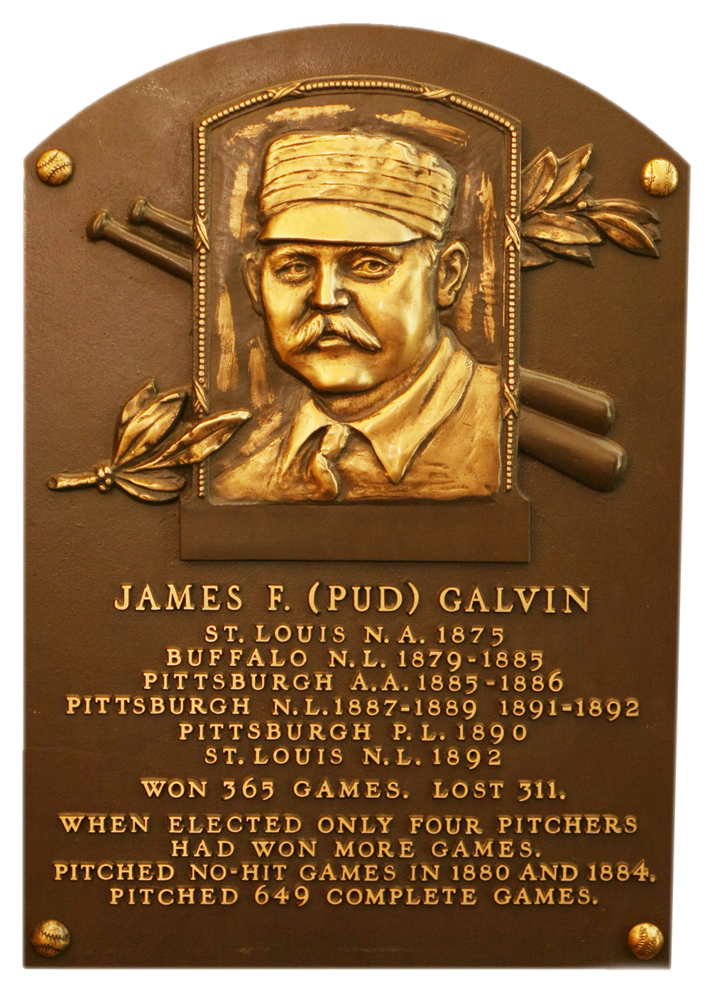 Pud Galvin Hall of Fame plaque