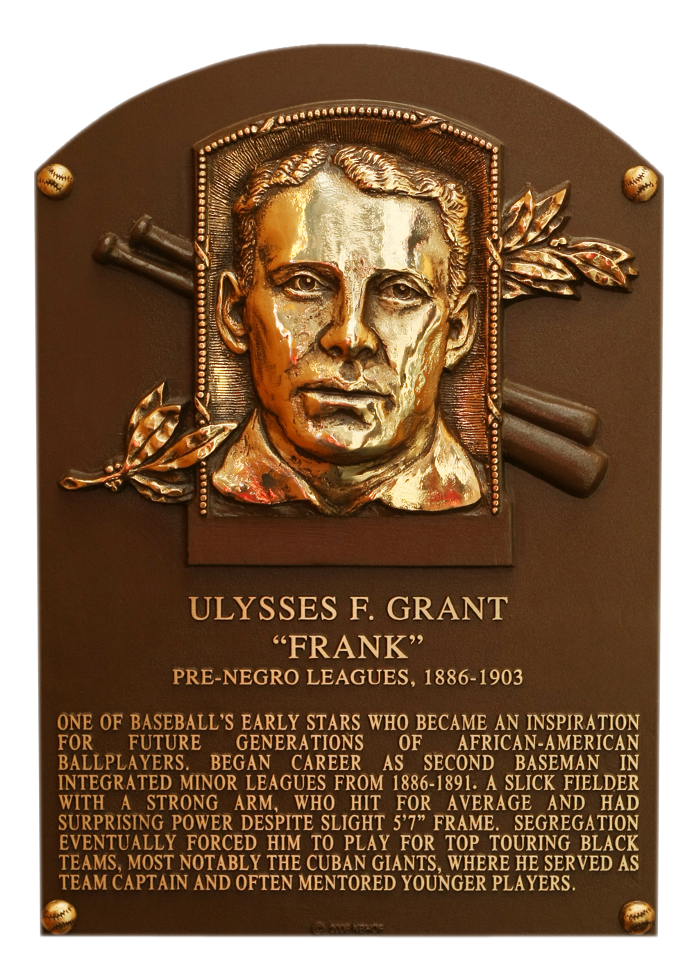 Frank Grant Hall of Fame plaque