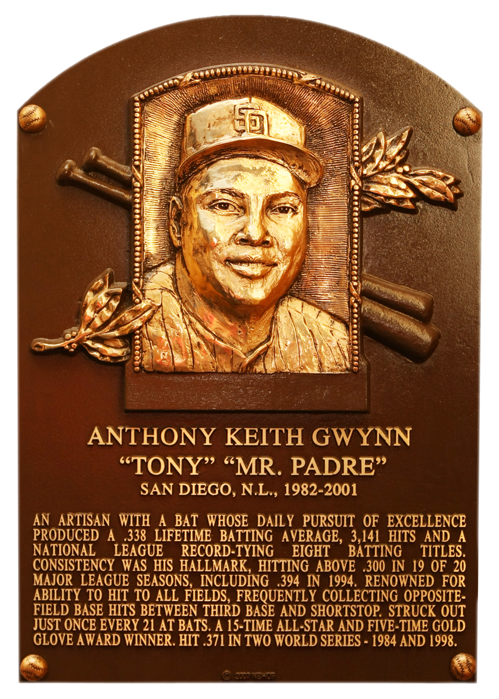 Tony Gwynn Hall of Fame plaque