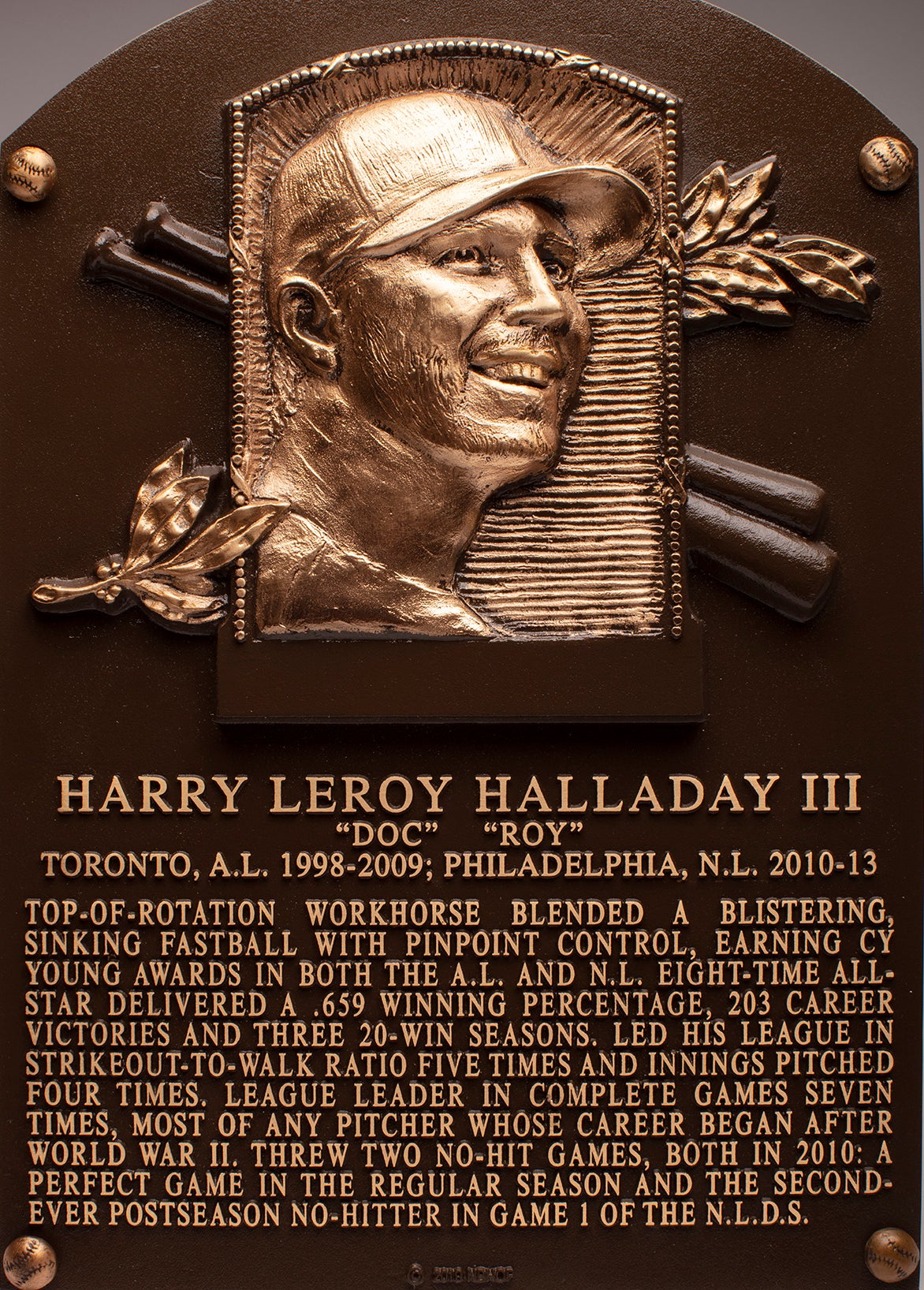 Roy Halladay Hall of Fame plaque