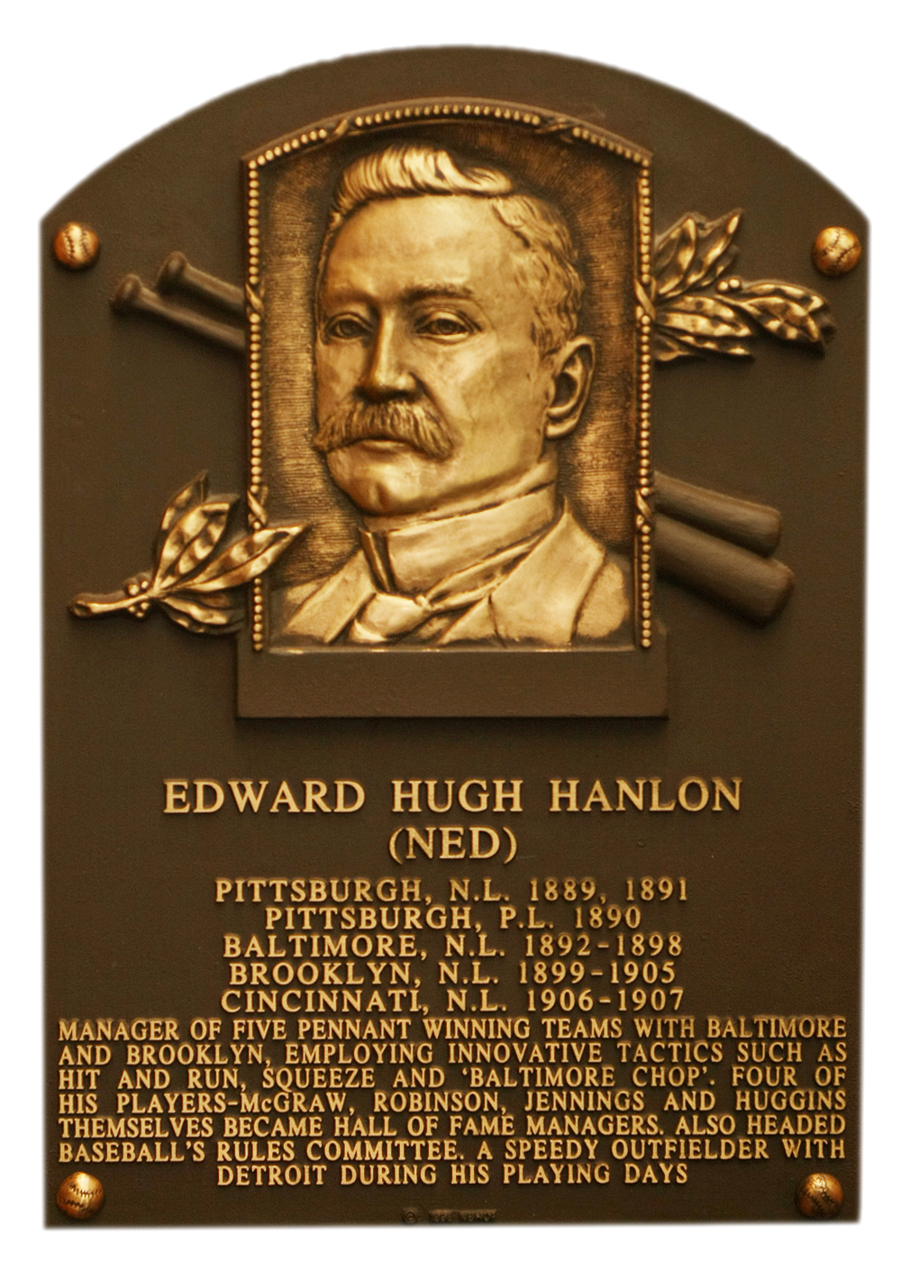 Ned Hanlon Hall of Fame plaque
