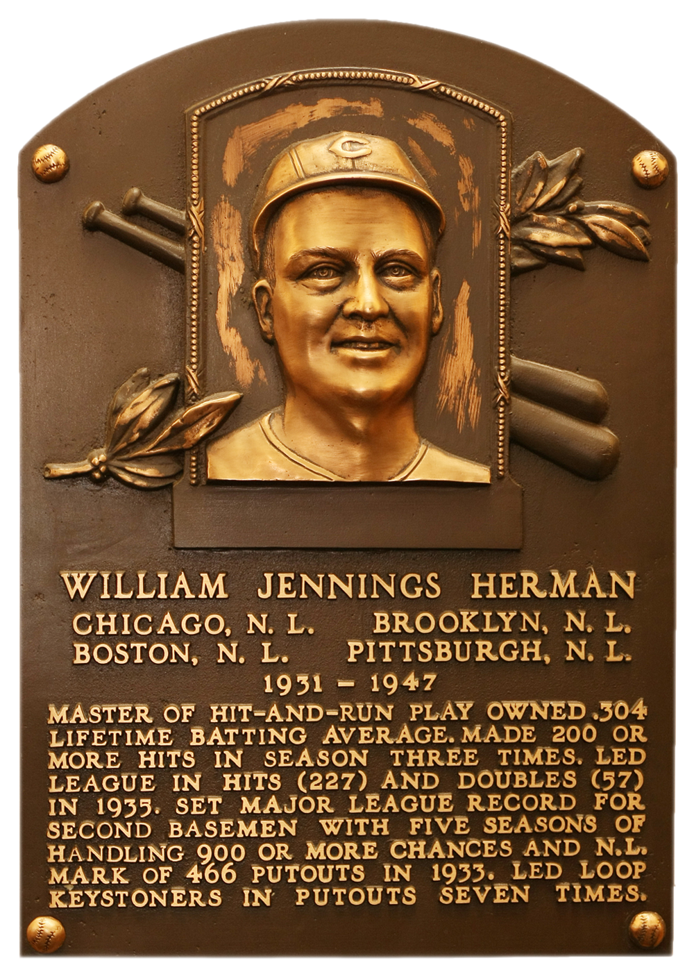 Billy Herman Hall of Fame plaque