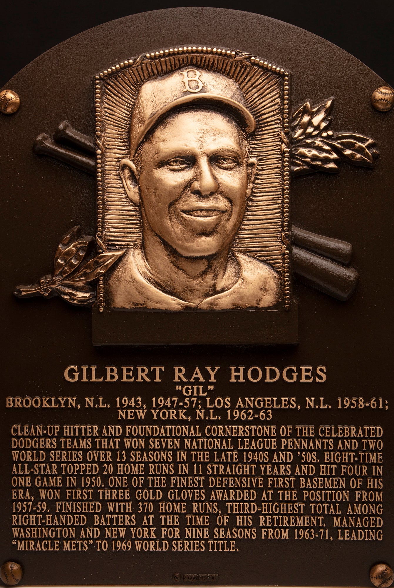 Gil Hodges Hall of Fame plaque