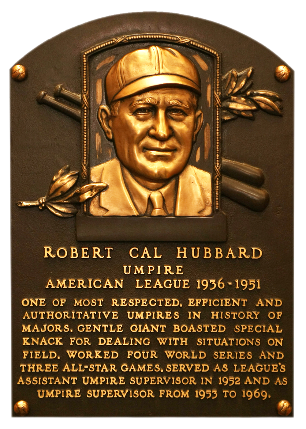 Cal Hubbard Hall of Fame plaque