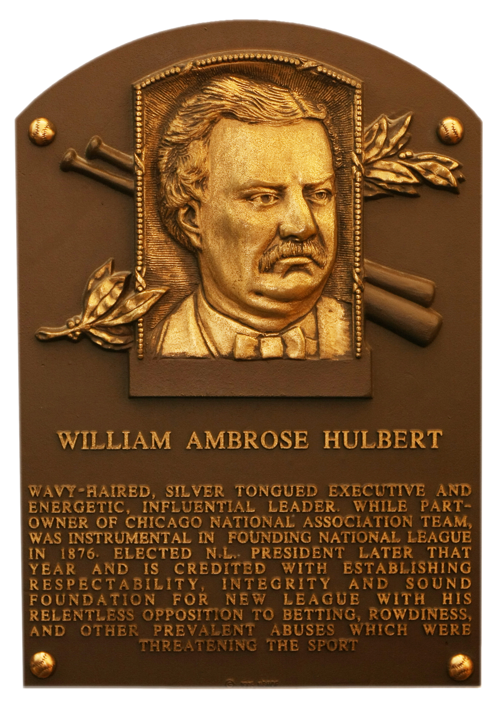 William Hulbert Hall of Fame plaque