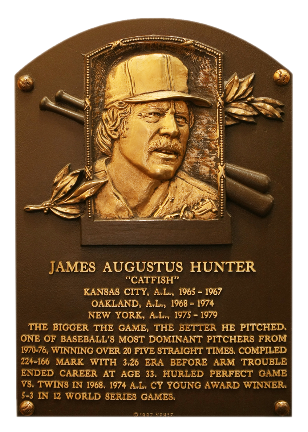 Catfish Hunter Hall of Fame plaque
