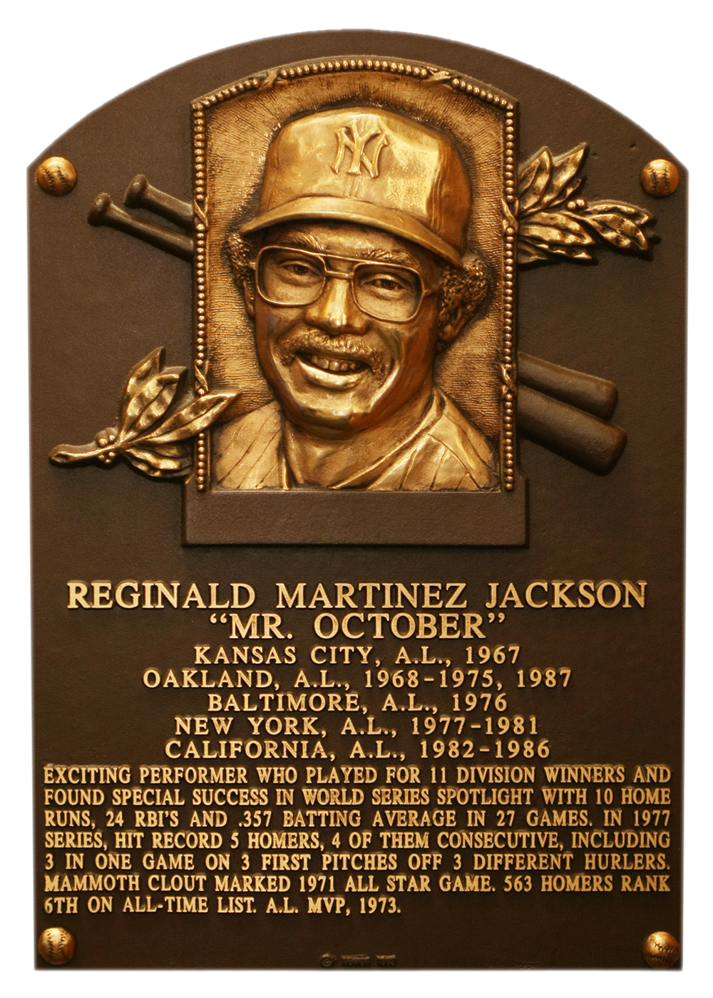 Reggie Jackson  Hall of Fame plaque