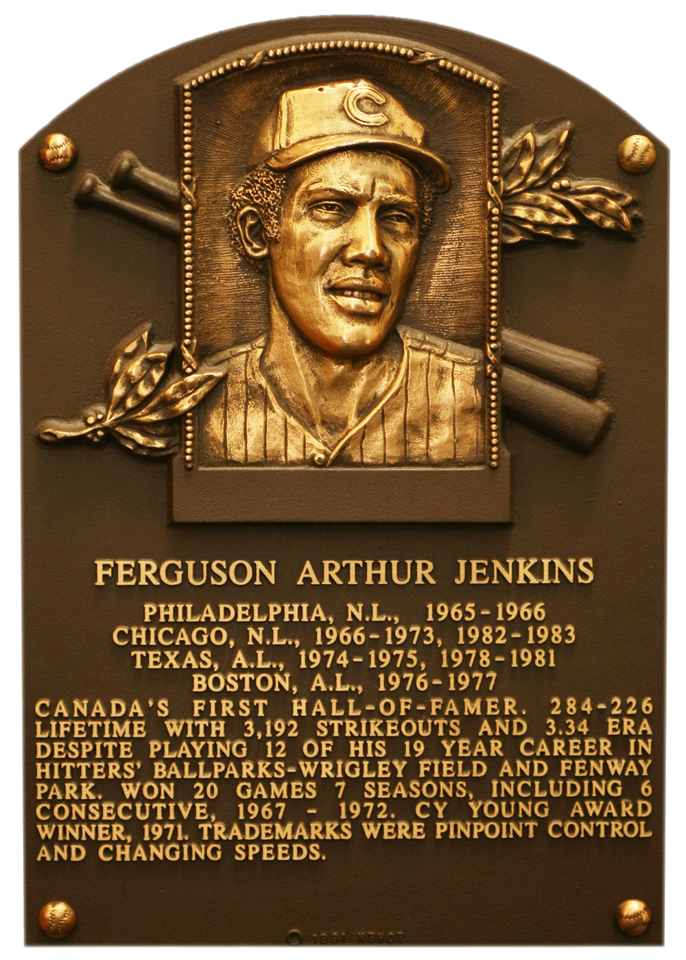 Fergie Jenkins Hall of Fame plaque