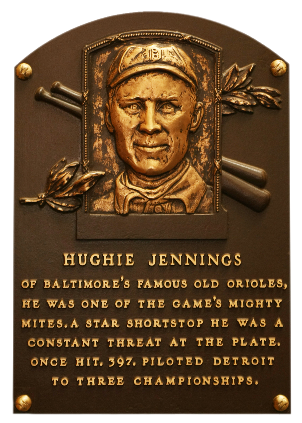 Hughie Jennings Hall of Fame plaque