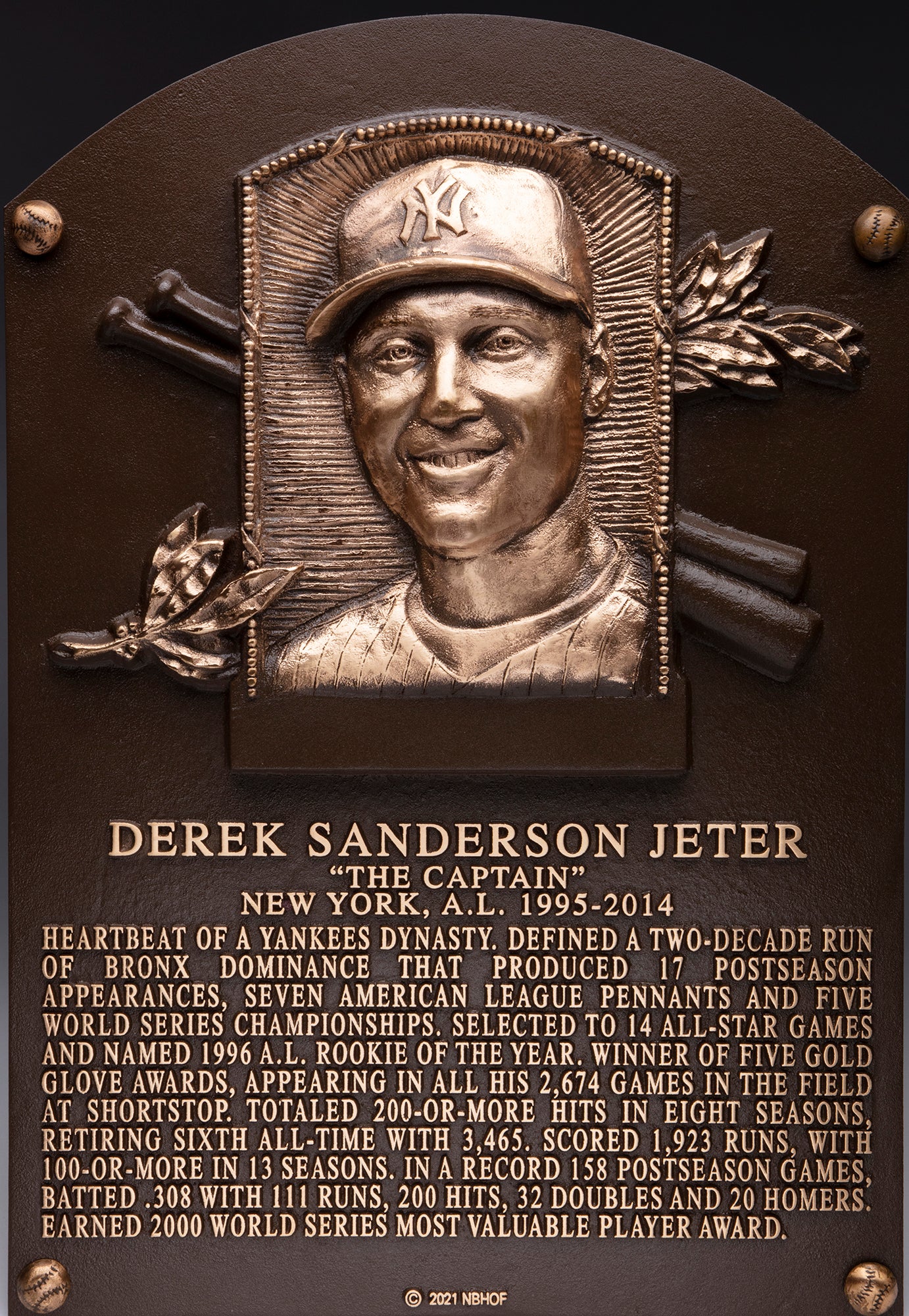 Derek Jeter Hall of Fame plaque