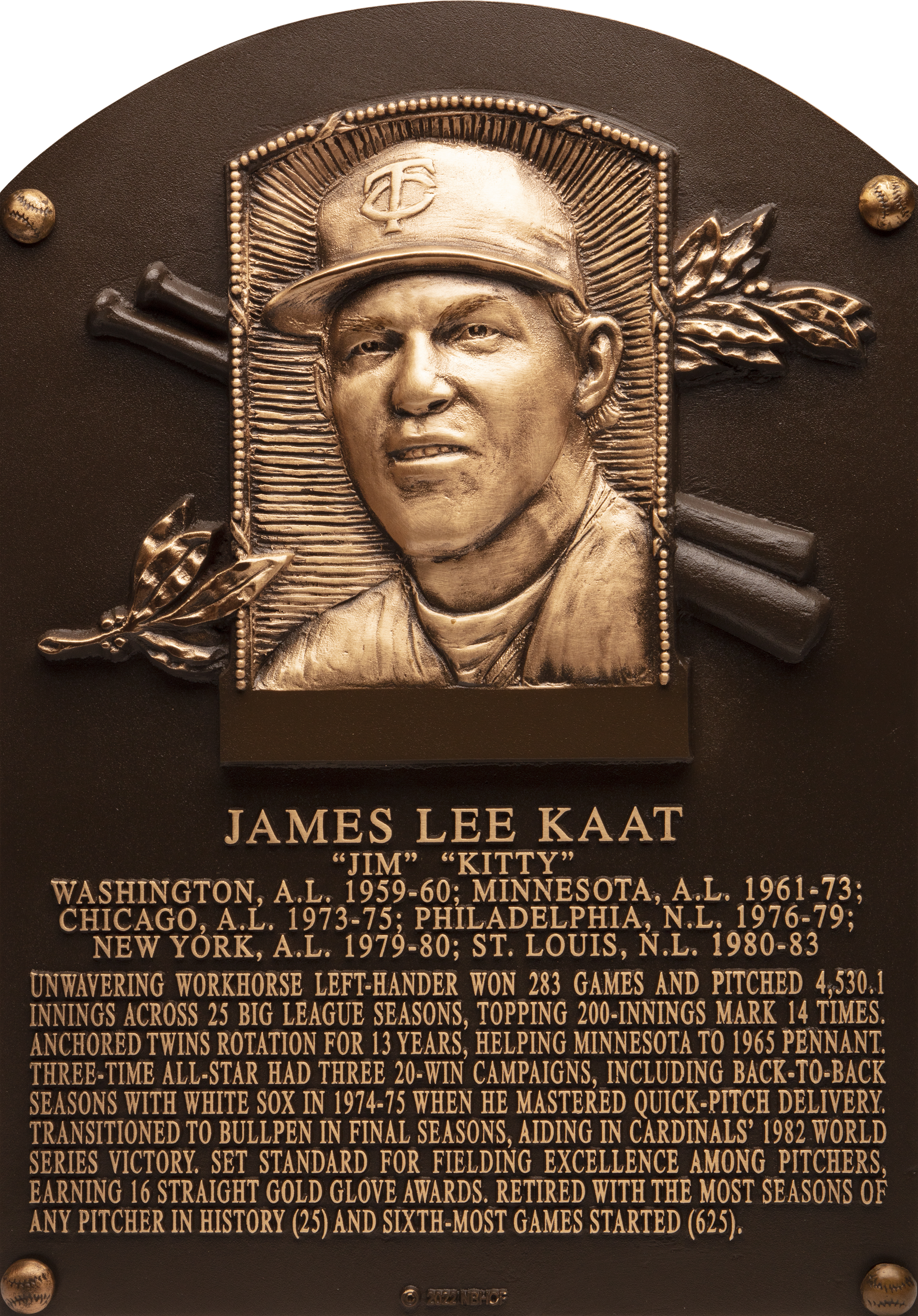 Jim Kaat Hall of Fame plaque