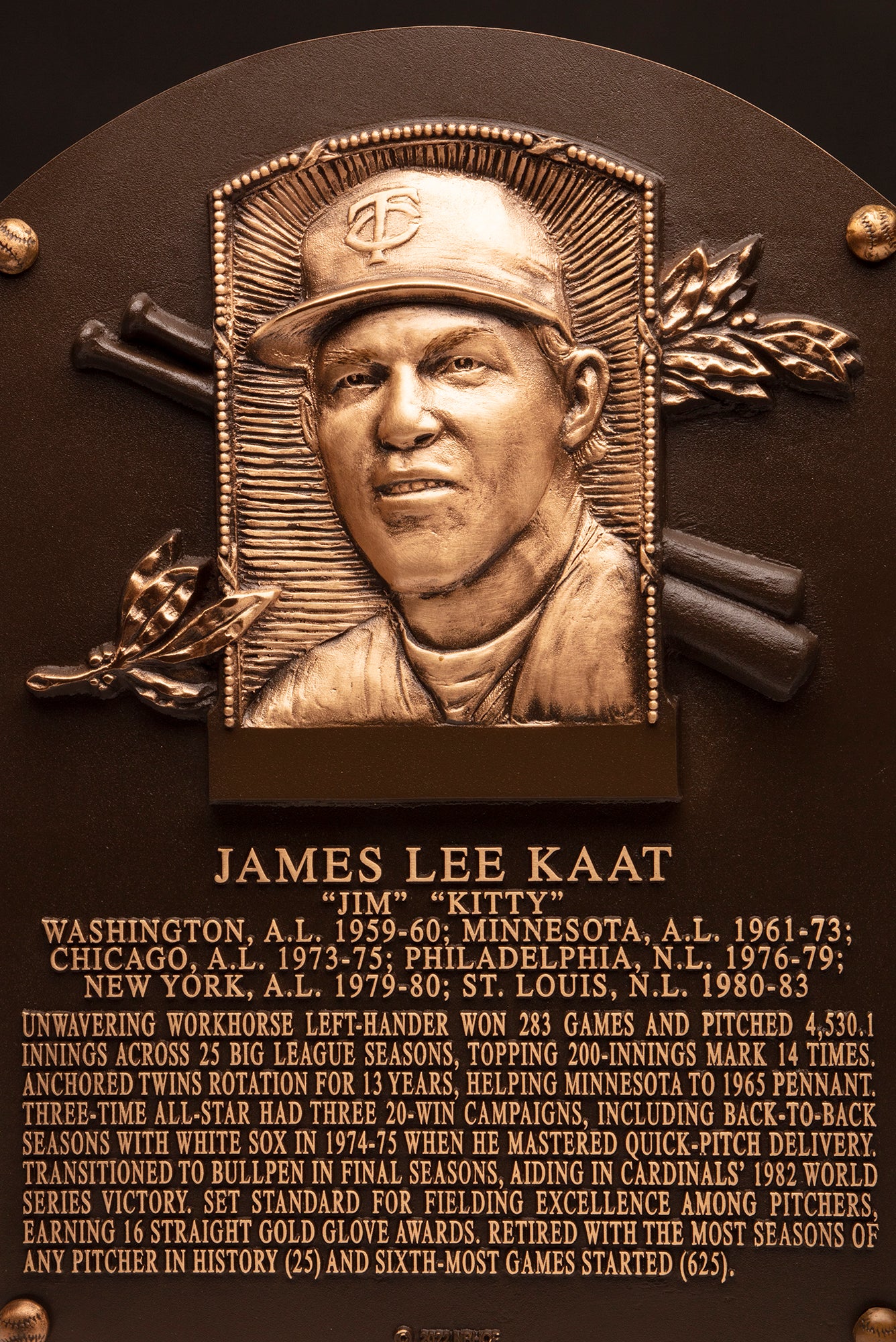 Jim Kaat Hall of Fame plaque