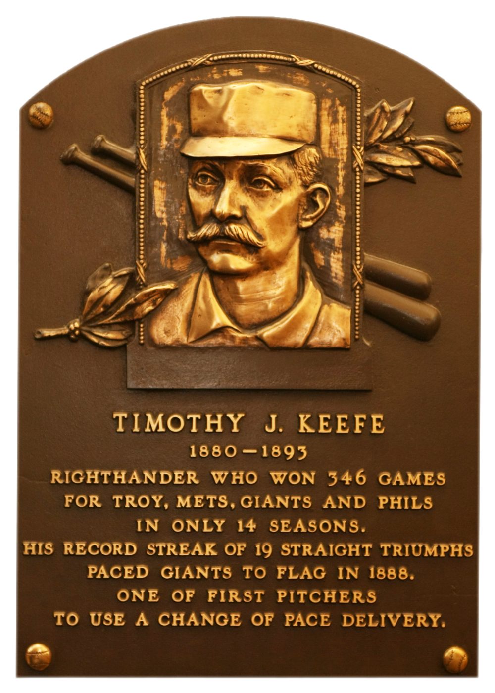 Tim Keefe Hall of Fame plaque