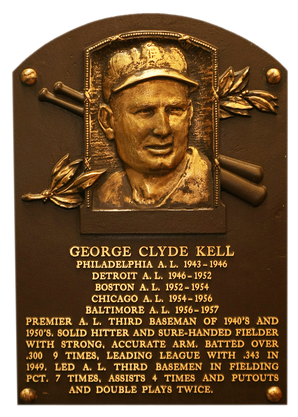 George Kell Hall of Fame plaque