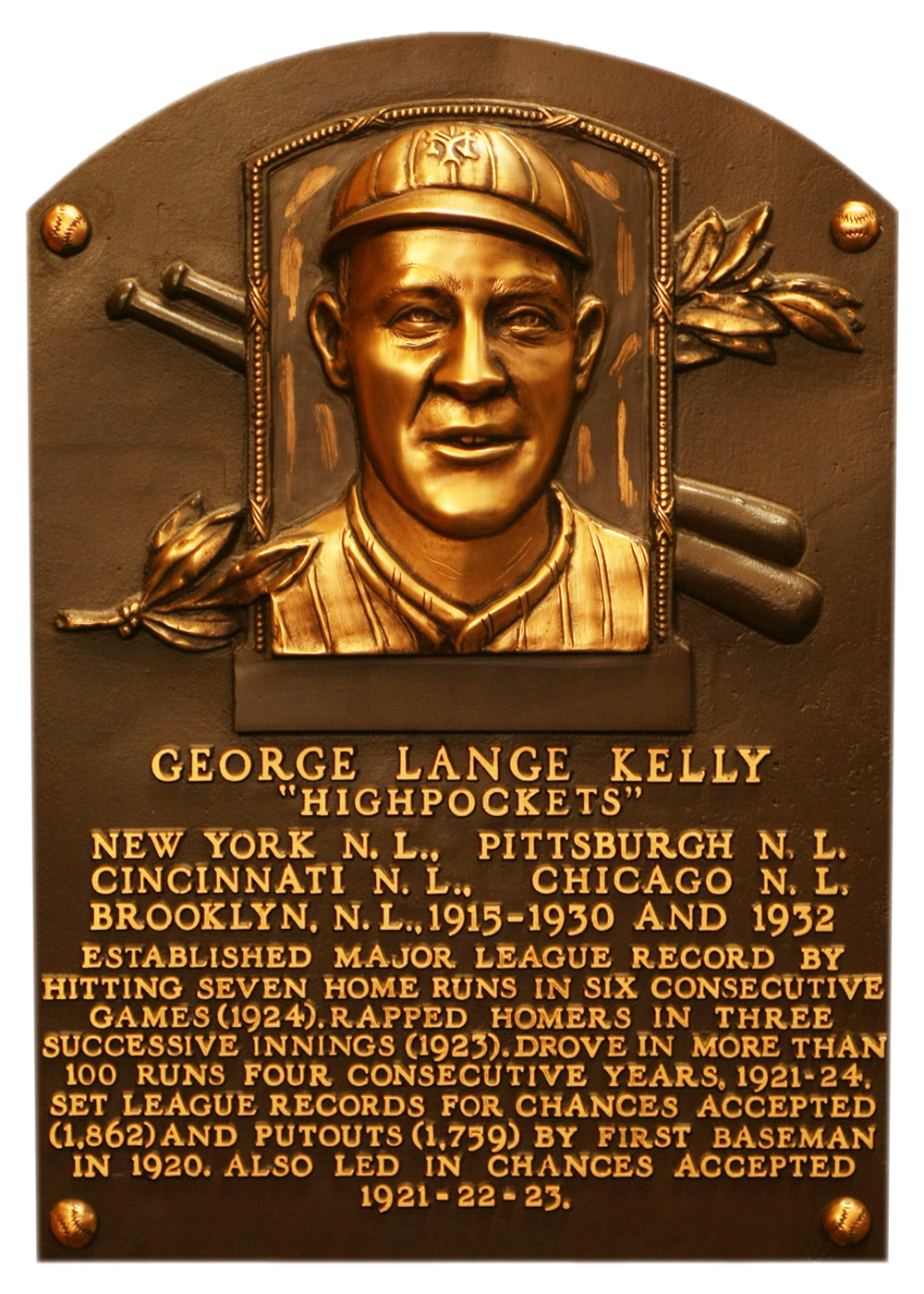 George Kelly Hall of Fame plaque