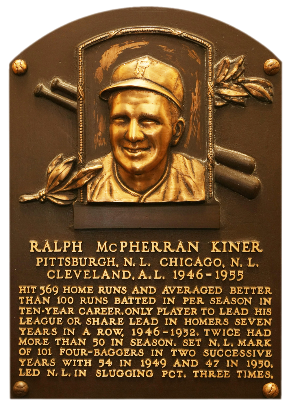 Ralph Kiner Hall of Fame plaque
