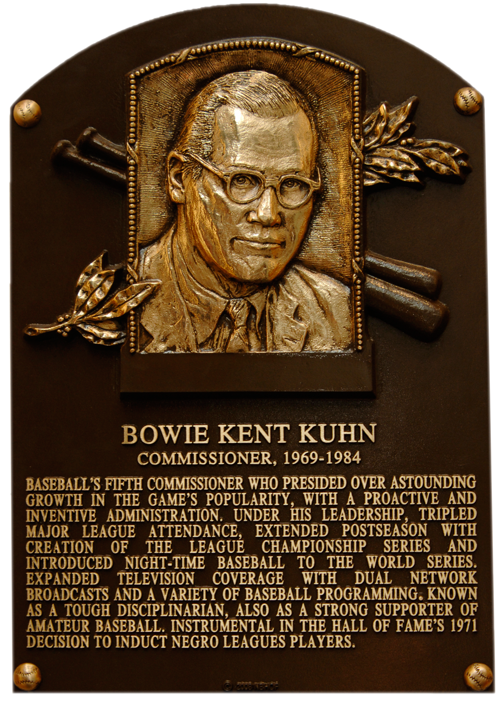 Bowie Kuhn Hall of Fame plaque