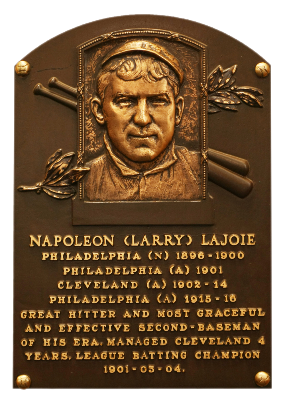 Nap Lajoie Hall of Fame plaque