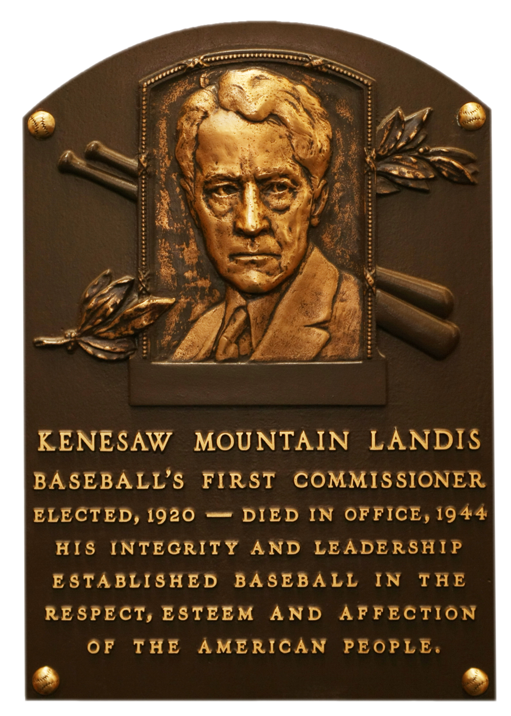 Kenesaw Landis Hall of Fame plaque