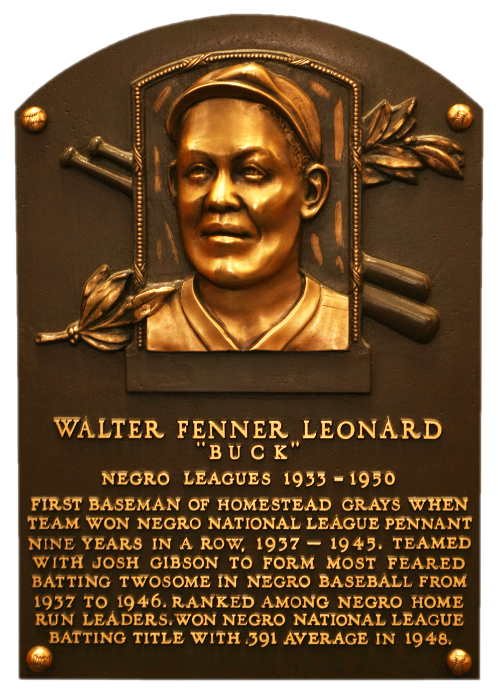 Buck Leonard Hall of Fame plaque