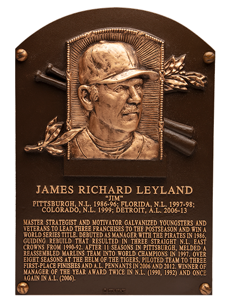 Jim Leyland Hall of Fame plaque