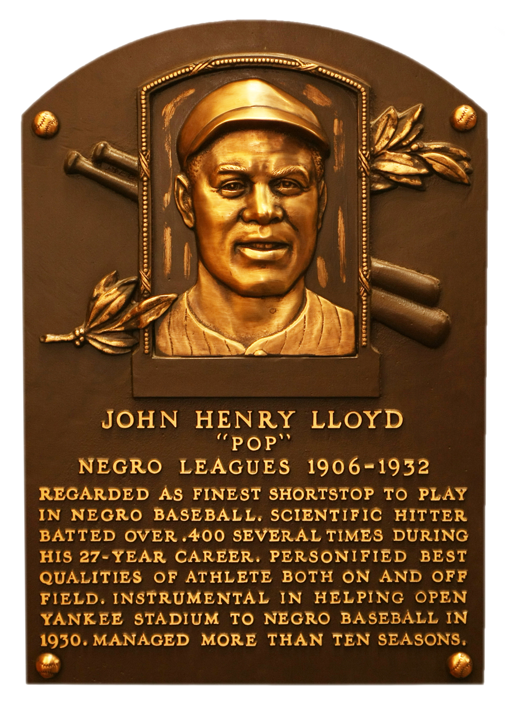 Pop Lloyd Hall of Fame plaque