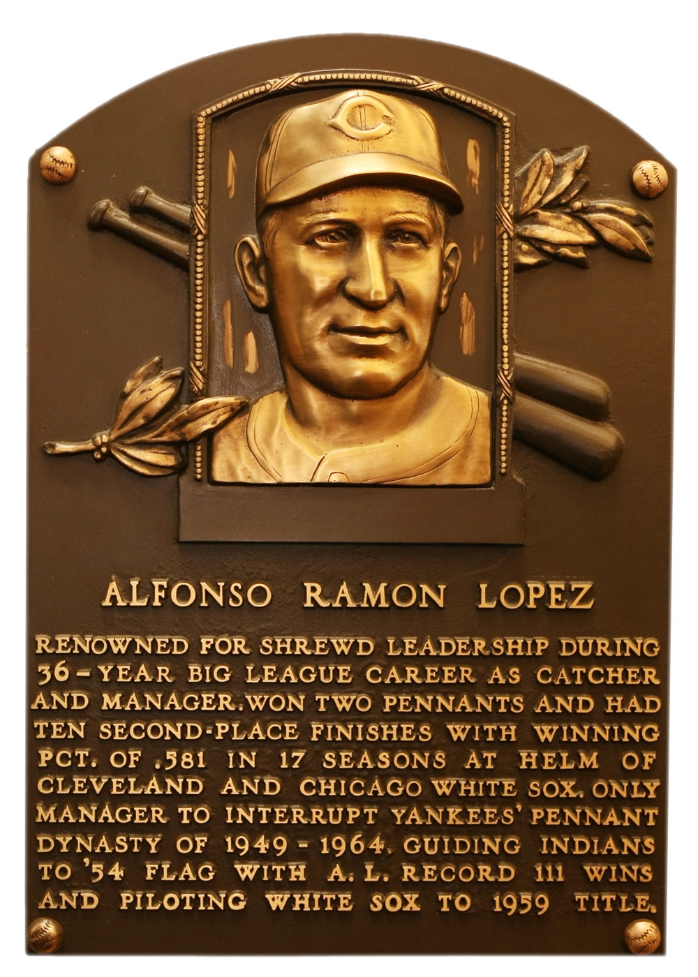 Al López Hall of Fame plaque