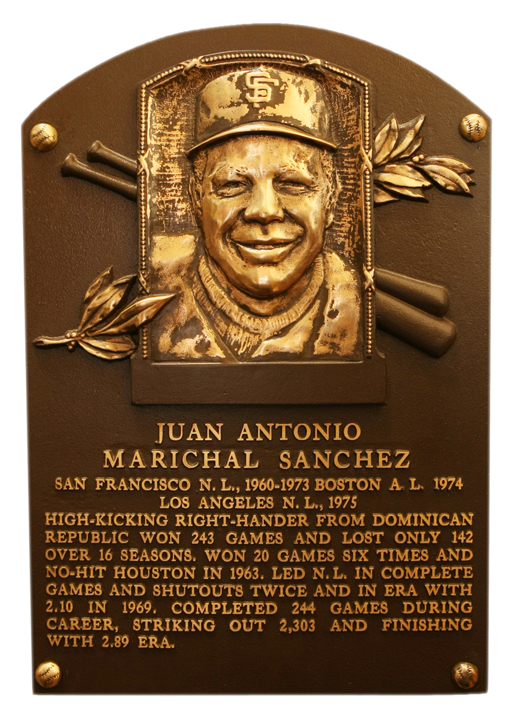 Juan Marichal Hall of Fame plaque