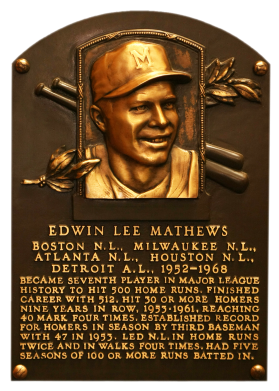 Eddie Mathews Hall of Fame plaque