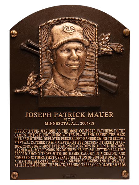 Joe Mauer Hall of Fame plaque