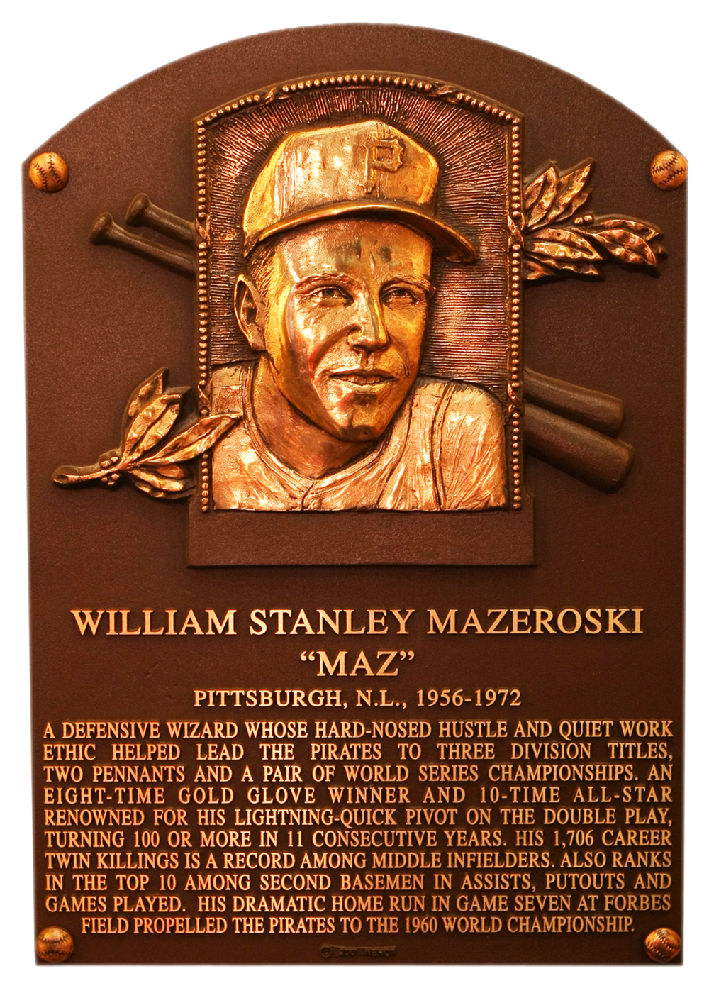 Bill Mazeroski Hall of Fame plaque