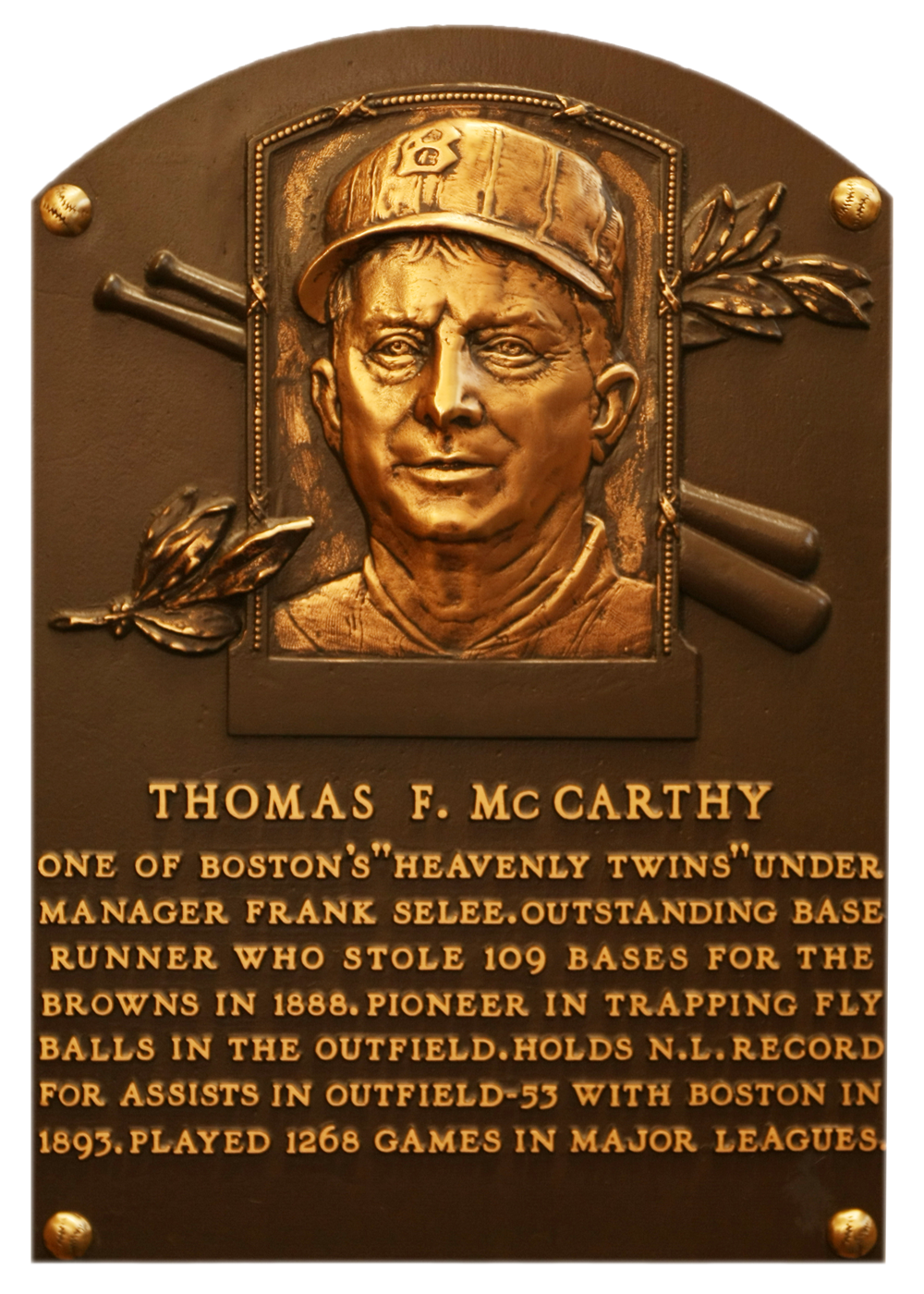 Tommy McCarthy Hall of Fame plaque