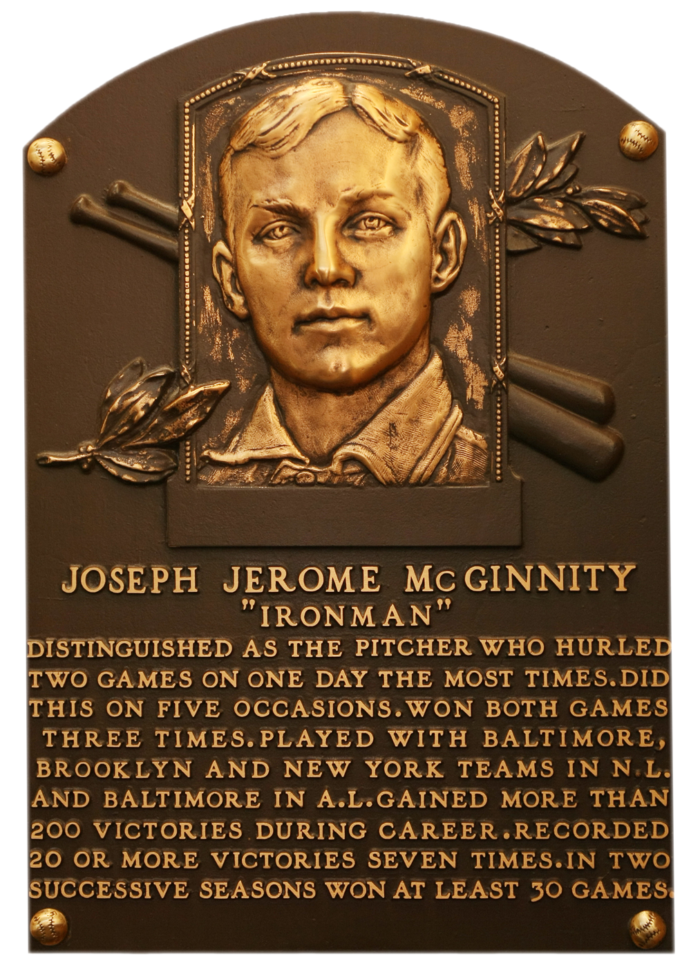 Joe McGinnity Hall of Fame plaque