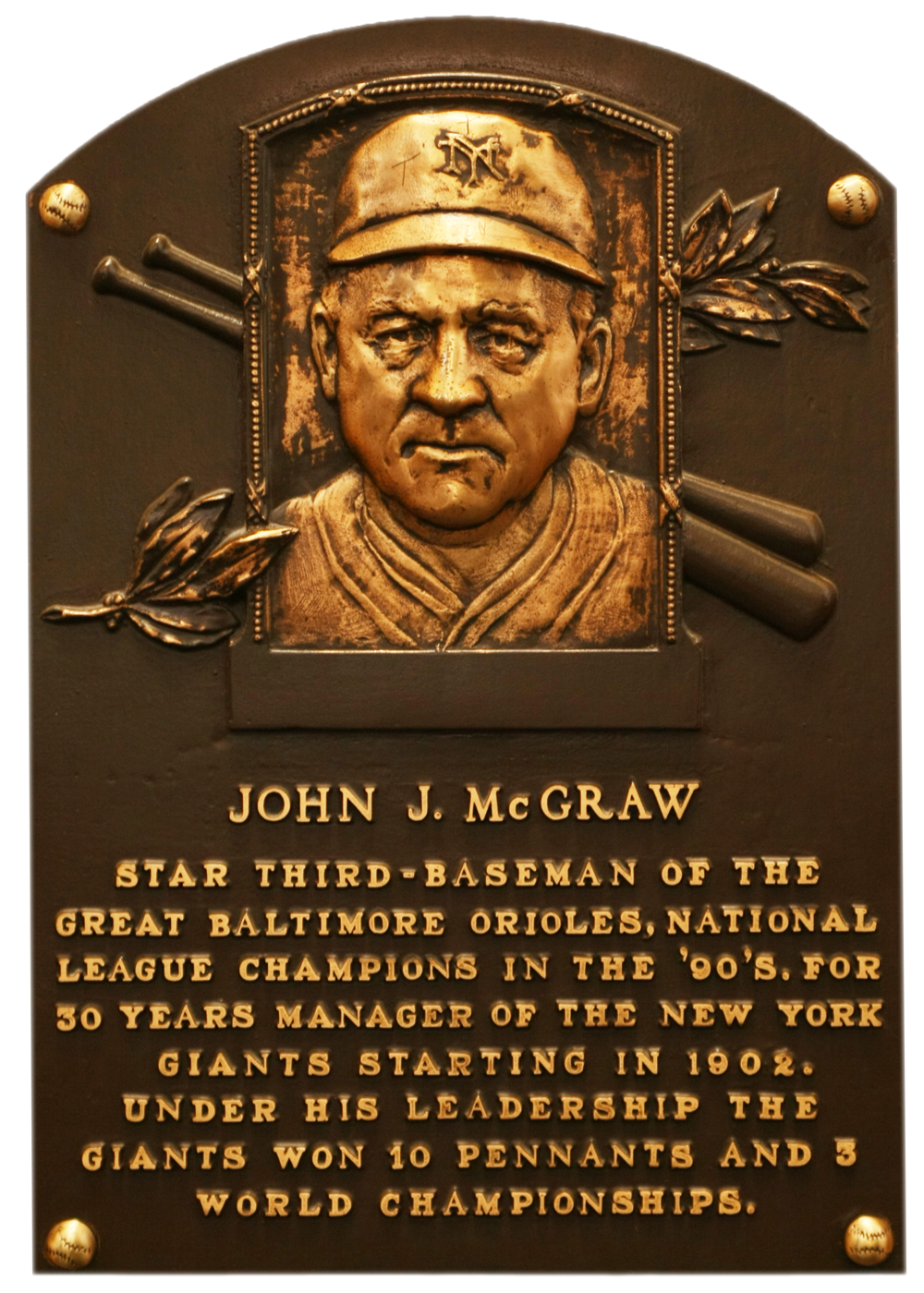 John McGraw Hall of Fame plaque