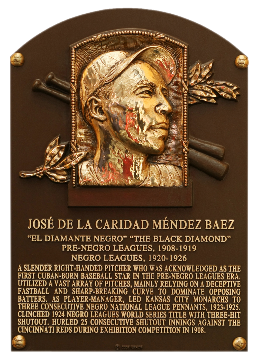 José Méndez Hall of Fame plaque