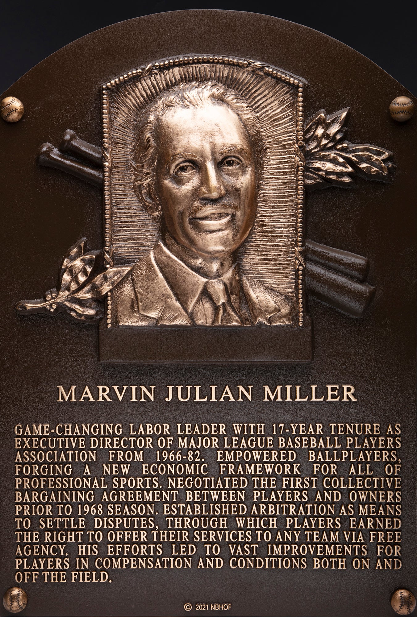 Marvin Miller Hall of Fame plaque