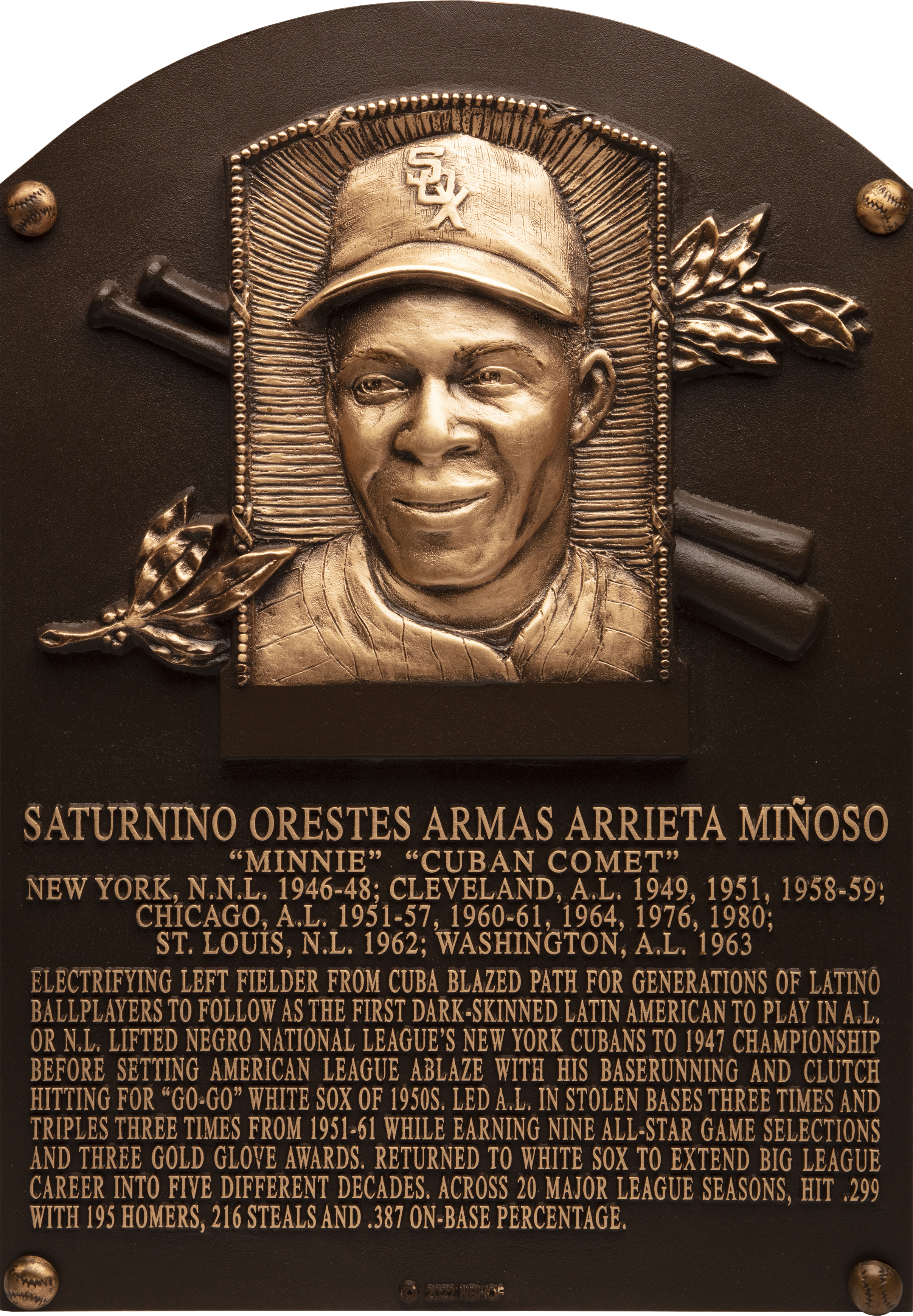 Minnie Miñoso Hall of Fame plaque