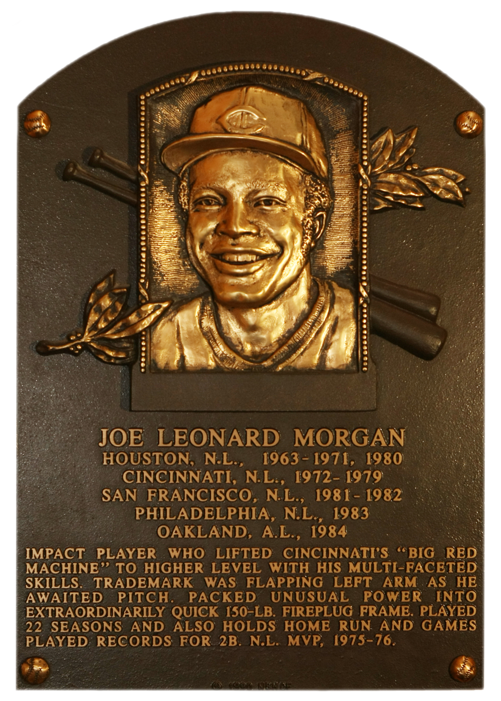 Joe Morgan Hall of Fame plaque