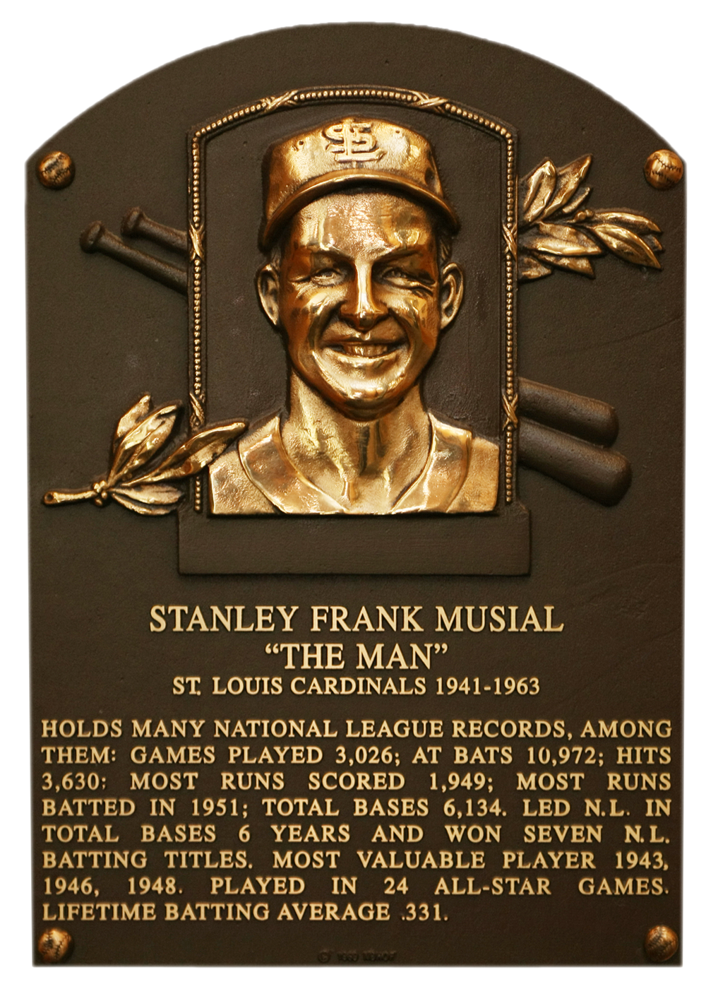 Stan Musial Hall of Fame plaque